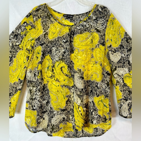 Unique Spectrum Yellow and Gray Boho Sheer Top / large - Picture 2 of 7